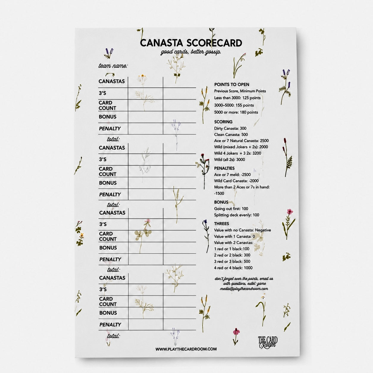 Canasta Scorepad + Set of Pens