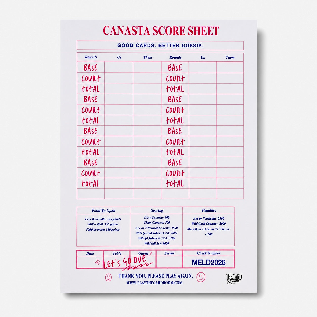 Canasta Scorepad + Set of Pens