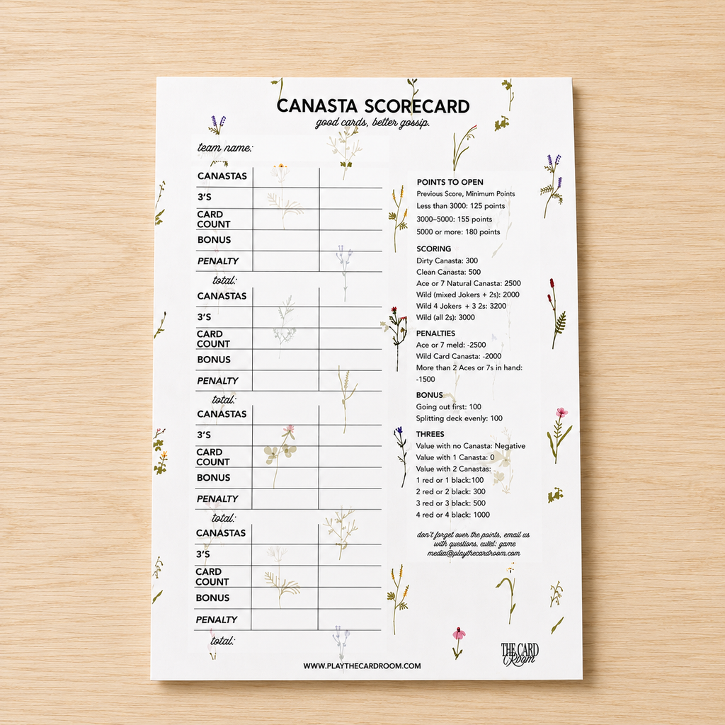 Garden Floral Canasta Scorepad
